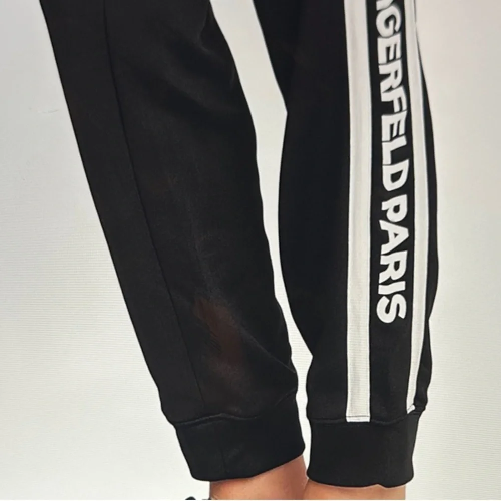 Like New! $110 Karl Lagerfeld Paris Black Joggers with White Stripes sz L - Picture 4 of 15